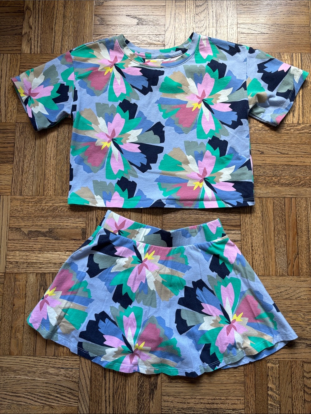 GAP Girls Floral Two-Piece Skort Set - Blue Multi